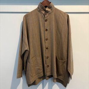 Eskandar Jacket Womens 0 Brown Cashmere Tweed Oversized Stand Collar England